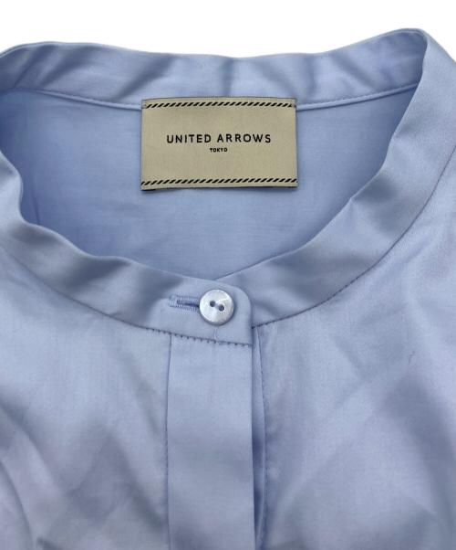 UNITED ARROWS TOKYO（ユナイテッドアローズトウキョウ）UNITED ARROWS TOKYO (ユナイテッドアローズトウキョウ) サテンバルーンスリーブ ブラウス ブルー サイズ:38の古着・服飾アイテム