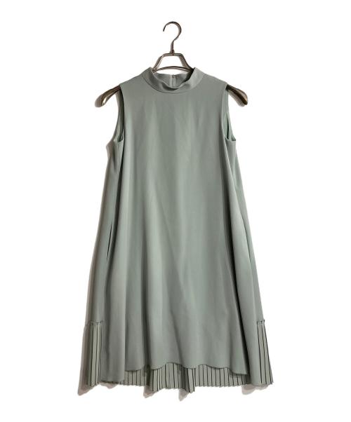 FOXEY BOUTIQUE（フォクシー ブティック）FOXEY BOUTIQUE (フォクシー ブティック) ノースリーブモックネック切替ワンピース グリーン サイズ:Mの古着・服飾アイテム