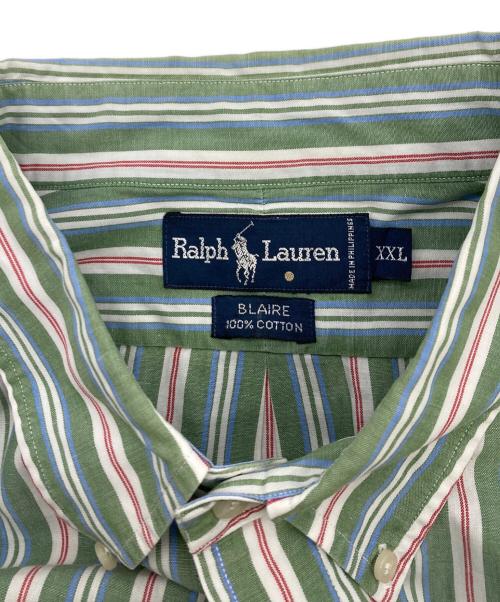 RALPH LAUREN（ラルフローレン）RALPH LAUREN (ラルフローレン) BLAIRE/ストライプシャツ グリーン サイズ:XXLの古着・服飾アイテム