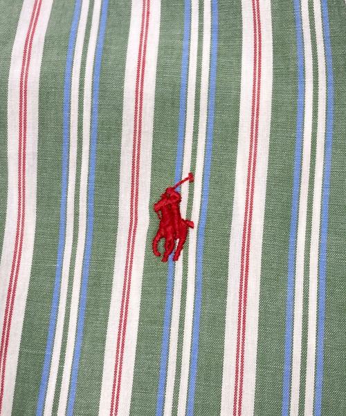 RALPH LAUREN（ラルフローレン）RALPH LAUREN (ラルフローレン) BLAIRE/ストライプシャツ グリーン サイズ:XXLの古着・服飾アイテム