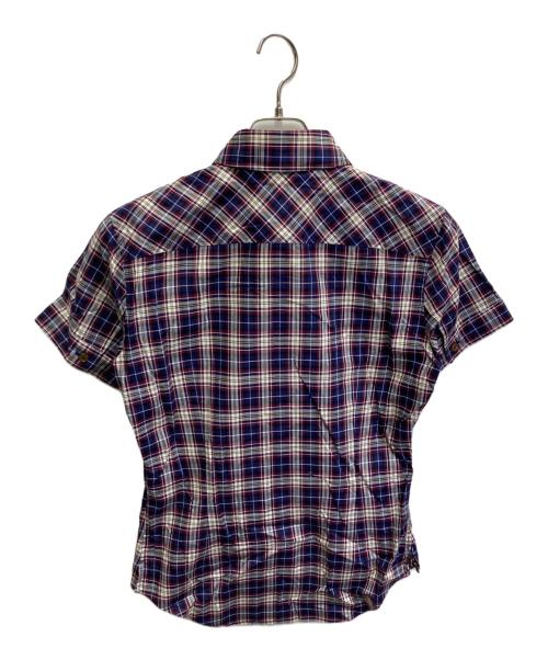 Vivienne Westwood man（ヴィヴィアン ウェストウッド マン）Vivienne Westwood man (ヴィヴィアン ウェストウッド マン) チェックシャツ パープル×ホワイト サイズ:44の古着・服飾アイテム