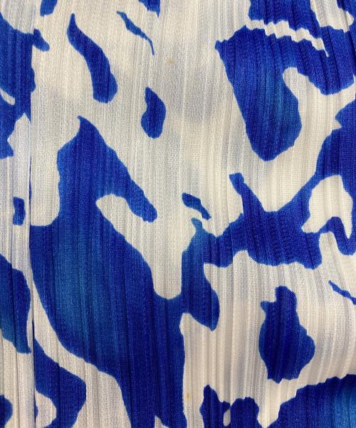 PLEATS PLEASE（プリーツプリーズ）PLEATS PLEASE (プリーツプリーズ) 半袖プリーツシャツ ブルー×ホワイト サイズ:Lの古着・服飾アイテム