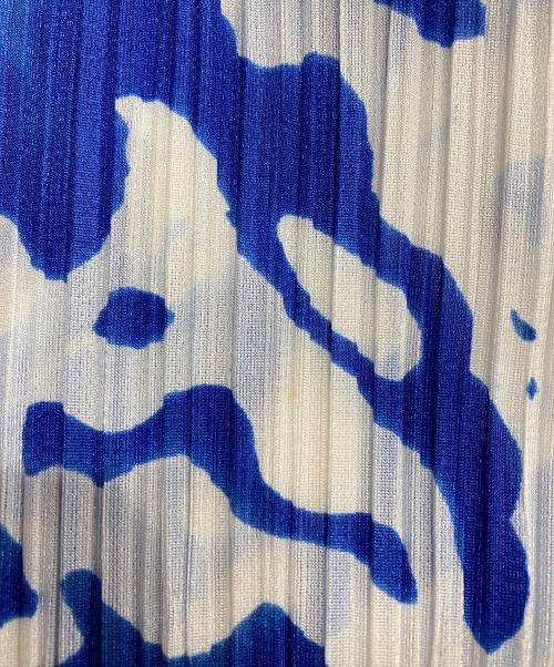 PLEATS PLEASE（プリーツプリーズ）PLEATS PLEASE (プリーツプリーズ) 半袖プリーツシャツ ブルー×ホワイト サイズ:Lの古着・服飾アイテム