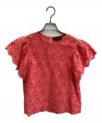 DRAWERドゥロワー）の古着「フラワーレースショートスリーブブラウス」｜ピンク