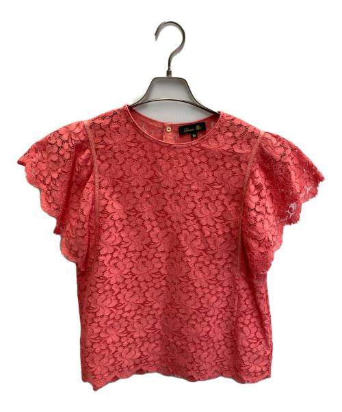 DRAWER（ドゥロワー）Drawer (ドゥロワー) フラワーレースショートスリーブブラウス ピンク サイズ:38の古着・服飾アイテム