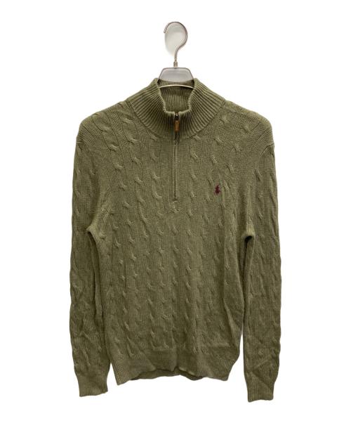 POLO RALPH LAUREN（ポロ・ラルフローレン）POLO RALPH LAUREN (ポロ・ラルフローレン) ハーフジップニット オリーブ サイズ:Sの古着・服飾アイテム