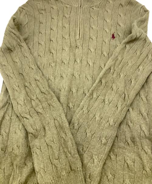 POLO RALPH LAUREN（ポロ・ラルフローレン）POLO RALPH LAUREN (ポロ・ラルフローレン) ハーフジップニット オリーブ サイズ:Sの古着・服飾アイテム