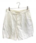 KAPTAIN SUNSHINEキャプテンサンシャイン）の古着「サイドベルトリネン混ハーフパンツ」｜アイボリー