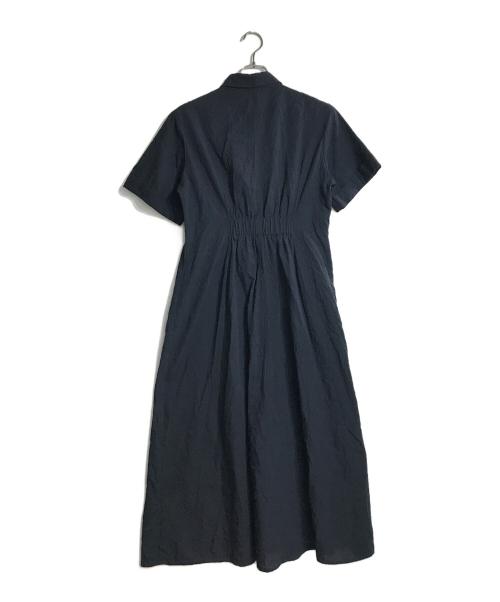 quaranciel（カランシエル）quaranciel (カランシエル) 〈洗濯機可能〉サッカー ギャザー ロング シャツ ワンピース ネイビー サイズ:FREEの古着・服飾アイテム