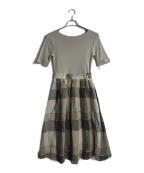 BLUE LABEL CRESTBRIDGEブルーレーベルクレストブリッジ）の古着「共布ベルトつきドッキングワンピース」｜カーキ