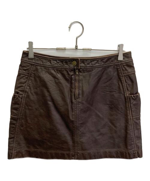 KENZO JEANS（ケンゾージーンズ）KENZO JEANS (ケンゾージーンズ) レザースカート ブラウン サイズ:40の古着・服飾アイテム