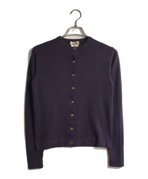 HERMES（エルメス）HERMES (エルメス) セリエボタンアンサンブルカシミヤカーディガン パープル サイズ:Ｍの古着・服飾アイテム