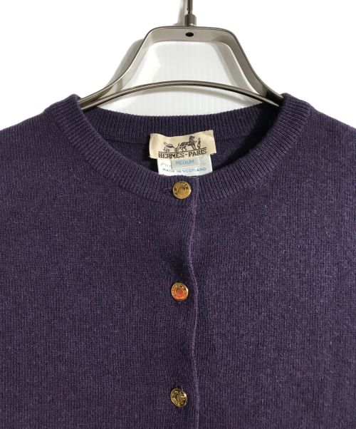 HERMES（エルメス）HERMES (エルメス) セリエボタンアンサンブルカシミヤカーディガン パープル サイズ:Ｍの古着・服飾アイテム