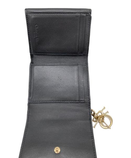 Christian Dior（クリスチャン ディオール）Christian Dior (クリスチャン ディオール) カナージュ ラムスキン/Lady Dior Lotus ロータスウォレット ブラックの古着・服飾アイテム