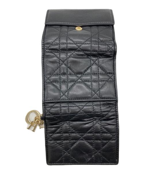 Christian Dior（クリスチャン ディオール）Christian Dior (クリスチャン ディオール) カナージュ ラムスキン/Lady Dior Lotus ロータスウォレット ブラックの古着・服飾アイテム