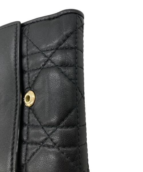 Christian Dior（クリスチャン ディオール）Christian Dior (クリスチャン ディオール) カナージュ ラムスキン/Lady Dior Lotus ロータスウォレット ブラックの古着・服飾アイテム
