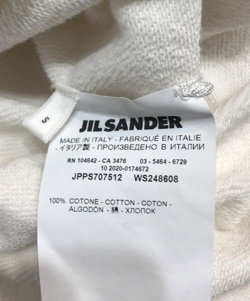 JIL SANDER（ジルサンダー）JIL SANDER (ジルサンダー) ロゴプルオーバーパーカー ホワイト サイズ:Sの古着・服飾アイテム
