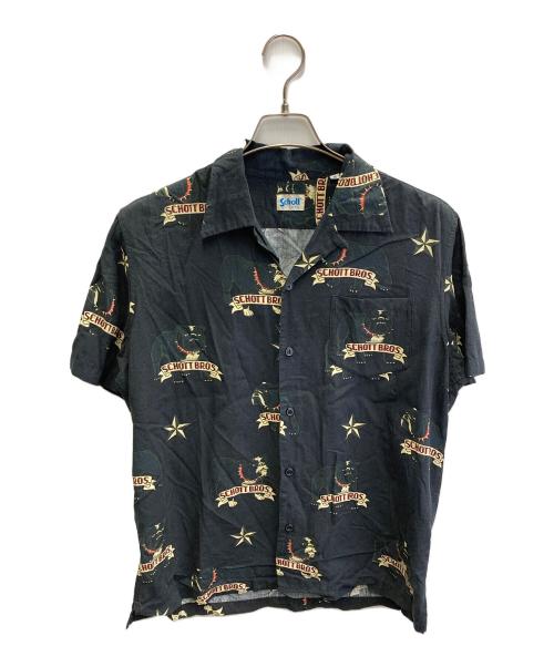 Schott（ショット）Schott (ショット) ブルドック柄アロハシャツ ブラック サイズ:Mの古着・服飾アイテム