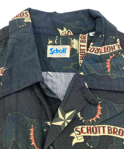 Schott（ショット）Schott (ショット) ブルドック柄アロハシャツ ブラック サイズ:Mの古着・服飾アイテム