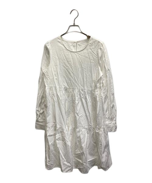 CADUNE（カデュネ）CADUNE (カデュネ) ニットベスト付ティアードチュニック/ニットベストワンピース グレー×ホワイト サイズ:Sの古着・服飾アイテム