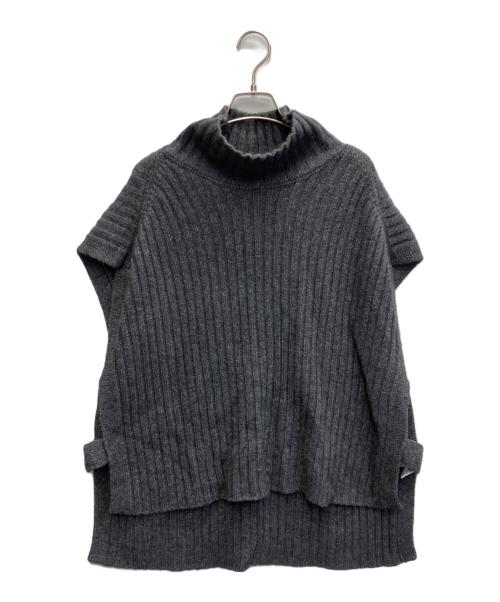 CADUNE（カデュネ）CADUNE (カデュネ) ニットベスト付ティアードチュニック/ニットベストワンピース グレー×ホワイト サイズ:Sの古着・服飾アイテム