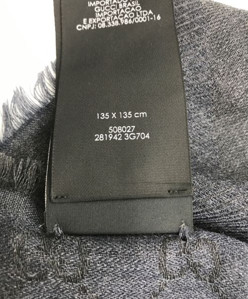GUCCI（グッチ）GUCCI (グッチ) GGアイコン マフラー ウール×シルク グレー×ネイビーの古着・服飾アイテム