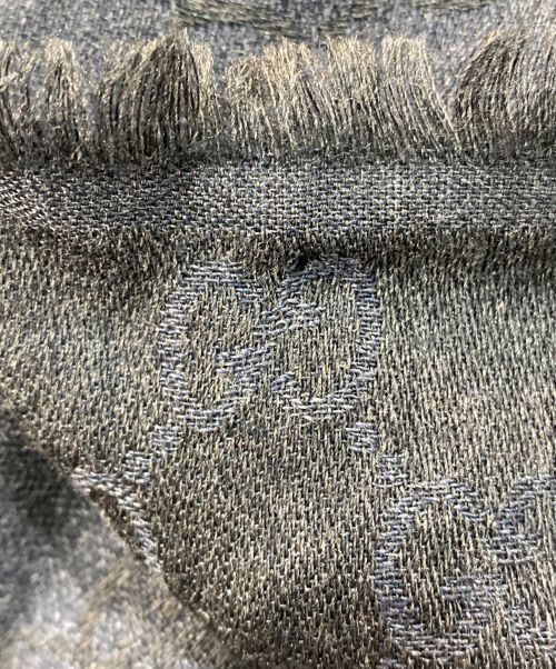GUCCI（グッチ）GUCCI (グッチ) GGアイコン マフラー ウール×シルク グレー×ネイビーの古着・服飾アイテム