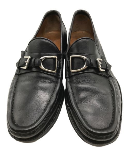 RALPH LAUREN（ラルフローレン）RALPH LAUREN (ラルフローレン) イタリア製ベルトデザイントローファー ブラック サイズ:7Eの古着・服飾アイテム