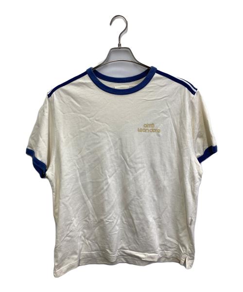 Aime Leon Dore（エメ レオン ドレ）Aime Leon Dore (エメ レオン ドレ) トリムTシャツ アイボリー×ブルー サイズ:Lの古着・服飾アイテム