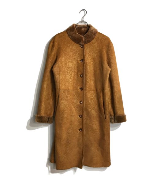 COLE HAAN（コールハーン）COLE HAAN (コールハーン) 総柄ラムレザームートンコート ベージュ サイズ:Mの古着・服飾アイテム