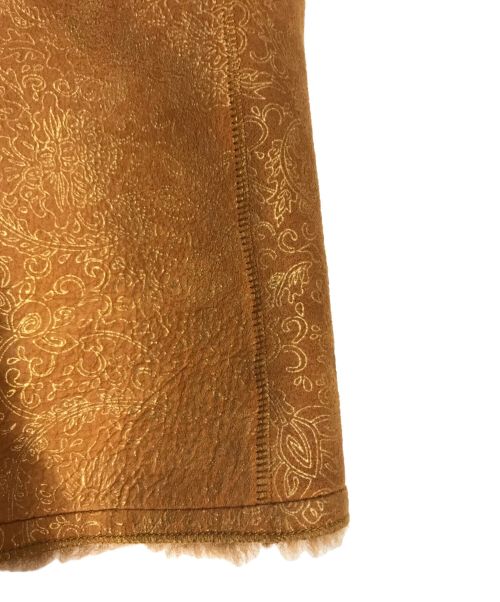 COLE HAAN（コールハーン）COLE HAAN (コールハーン) 総柄ラムレザームートンコート ベージュ サイズ:Mの古着・服飾アイテム