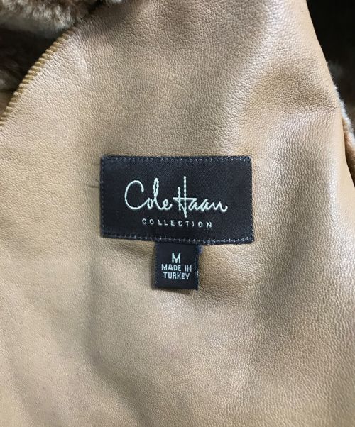 COLE HAAN（コールハーン）COLE HAAN (コールハーン) 総柄ラムレザームートンコート ベージュ サイズ:Mの古着・服飾アイテム