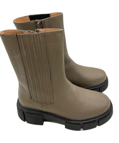 atelier brugge（アトリエ ブルージュ）atelier brugge (アトリエ ブルージュ) レザータンクソールサイドゴアブーツ グレー サイズ:Sの古着・服飾アイテム