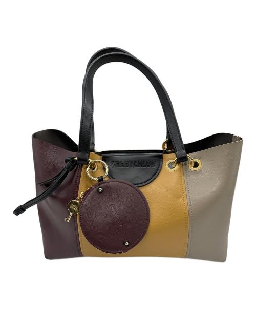 SEE BY CHLOE（シーバイクロエ）SEE BY CHLOE (シーバイクロエ) バイカラーレザートートバッグ ボルドー×ベージュの古着・服飾アイテム