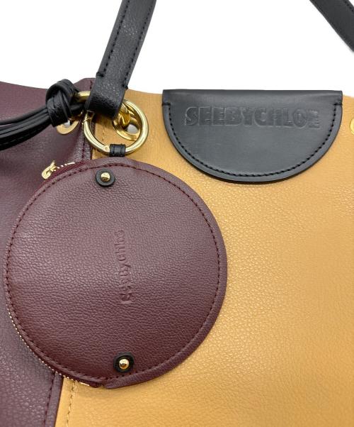 SEE BY CHLOE（シーバイクロエ）SEE BY CHLOE (シーバイクロエ) バイカラーレザートートバッグ ボルドー×ベージュの古着・服飾アイテム
