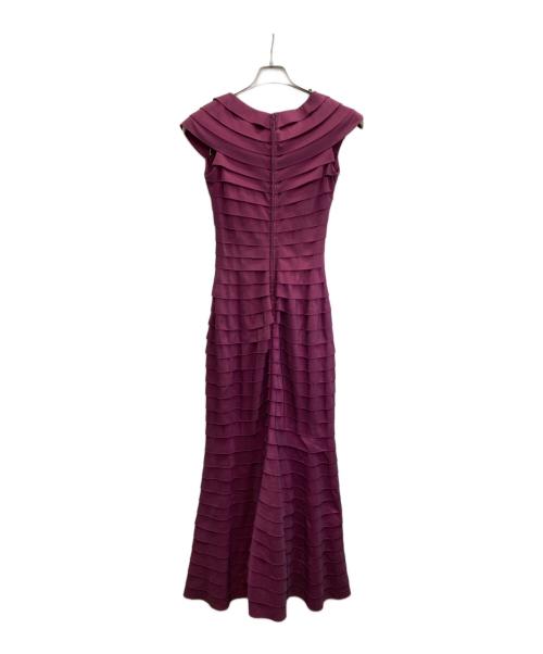 TADASHI SHOJI（タダシ ショージ）TADASHI SHOJI (タダシ ショージ) ティアード コサージュ ロングドレス パープル サイズ:2の古着・服飾アイテム
