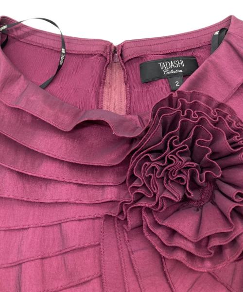 TADASHI SHOJI（タダシ ショージ）TADASHI SHOJI (タダシ ショージ) ティアード コサージュ ロングドレス パープル サイズ:2の古着・服飾アイテム