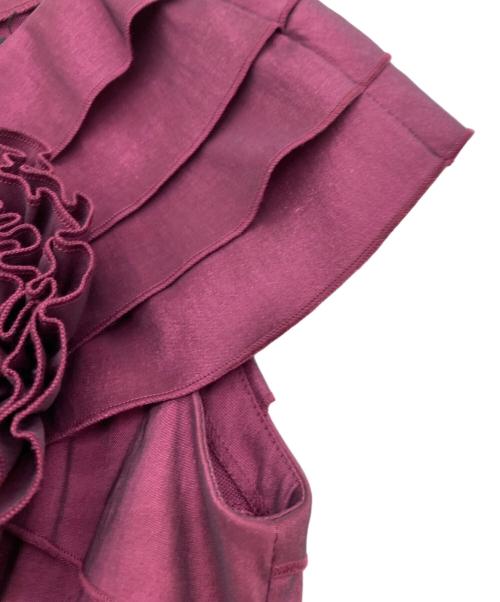 TADASHI SHOJI（タダシ ショージ）TADASHI SHOJI (タダシ ショージ) ティアード コサージュ ロングドレス パープル サイズ:2の古着・服飾アイテム