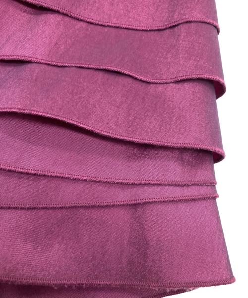 TADASHI SHOJI（タダシ ショージ）TADASHI SHOJI (タダシ ショージ) ティアード コサージュ ロングドレス パープル サイズ:2の古着・服飾アイテム