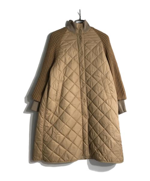 HERENCIA（ヘレンチア）HERENCIA (ヘレンチア) キルティング ニット ドッキング コート ベージュ サイズ:38の古着・服飾アイテム