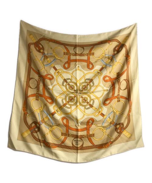 HERMES（エルメス）HERMES (エルメス) 黄金の拍車 カレ90 オレンジ×ベージュ サイズ:90の古着・服飾アイテム