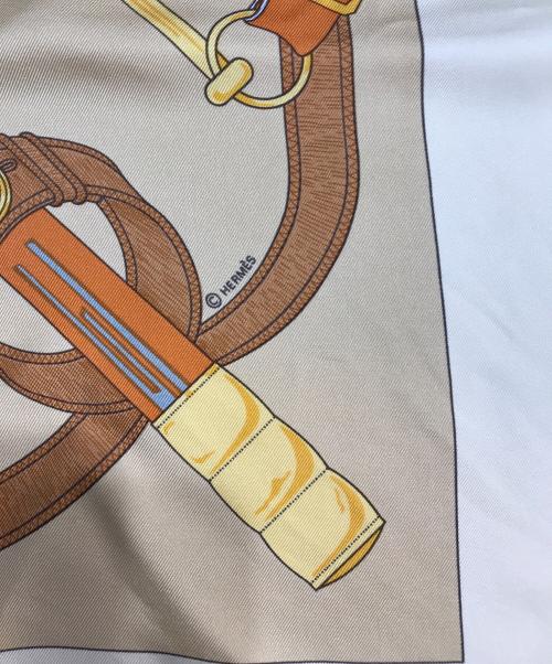 HERMES（エルメス）HERMES (エルメス) 黄金の拍車 カレ90 オレンジ×ベージュ サイズ:90の古着・服飾アイテム