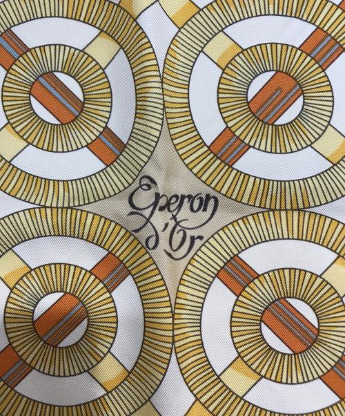 HERMES（エルメス）HERMES (エルメス) 黄金の拍車 カレ90 オレンジ×ベージュ サイズ:90の古着・服飾アイテム