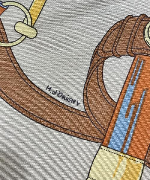 HERMES（エルメス）HERMES (エルメス) 黄金の拍車 カレ90 オレンジ×ベージュ サイズ:90の古着・服飾アイテム