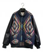 HOUSTONヒューストン）の古着「MELTON AWARD JACKET(NATIVE)」｜ブラック×マルチカラー