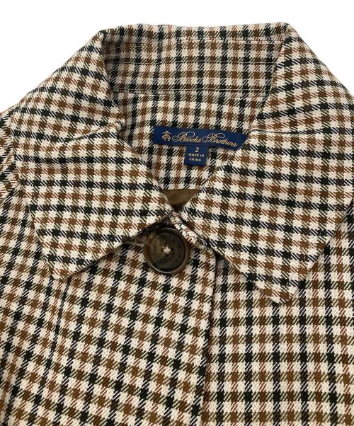 BROOKS BROTHERS（ブルックスブラザーズ）BROOKS BROTHERS (ブルックスブラザーズ) 千鳥柄ステンカラーコート ブラック×ベージュ サイズ:2の古着・服飾アイテム