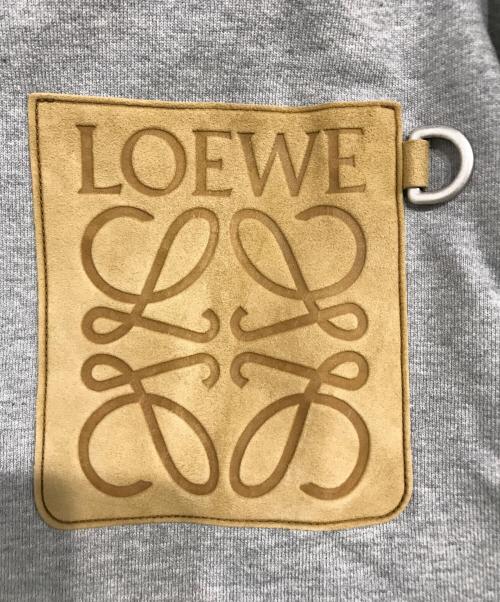 LOEWE（ロエベ）LOEWE (ロエベ) レザーロゴパッチリラックスフィット フーディー グレー サイズ:Mの古着・服飾アイテム