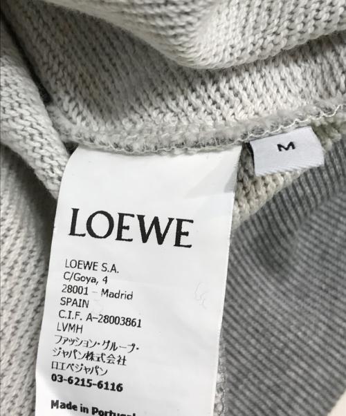 LOEWE（ロエベ）LOEWE (ロエベ) レザーロゴパッチリラックスフィット フーディー グレー サイズ:Mの古着・服飾アイテム