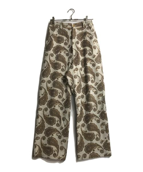 seven by seven（セブンバイセブン）SEVEN BY SEVEN (セブンバイセブン) EASY TROUSERS Paisley jacquardパンツ ベージュ サイズ:Sの古着・服飾アイテム