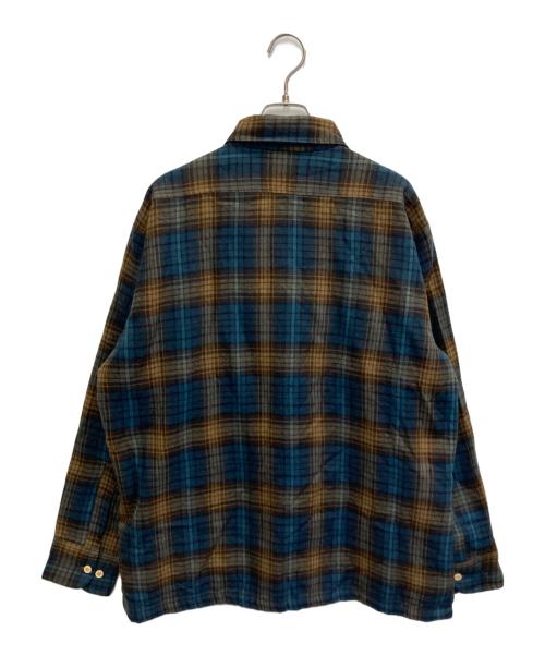 VAN HEUSEN（ヴァンヒューセン/バンヒューゼン）VAN HEUSEN (ヴァンヒューセン/バンヒューゼン) 裏地キルテインングオンブレネルシャツ ブルー×ブラック サイズ:Lの古着・服飾アイテム